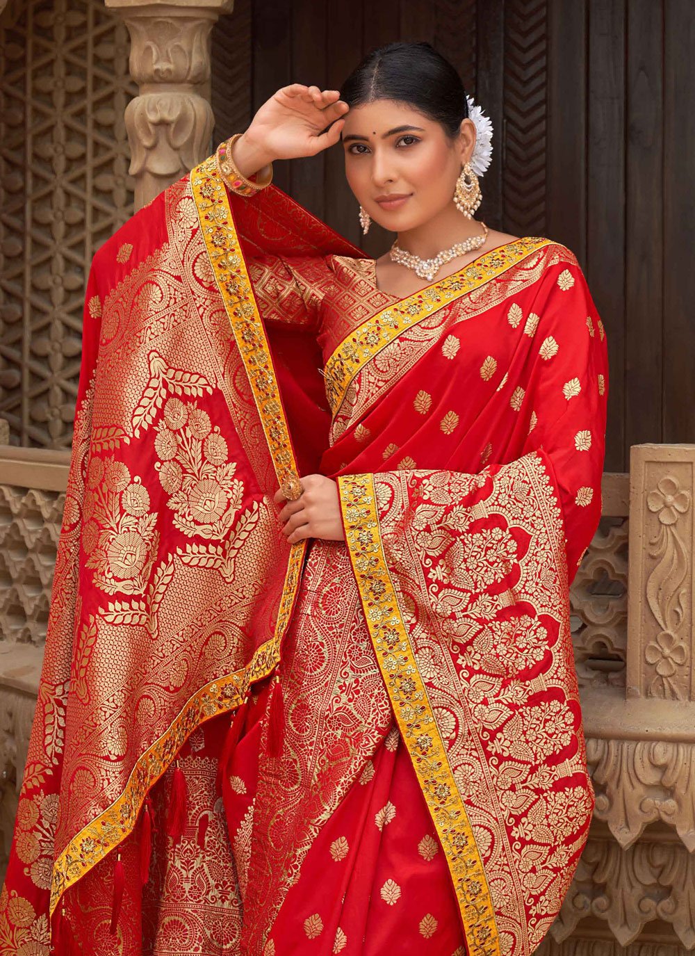 Classic Banarasi Silk Red Weaving Saree