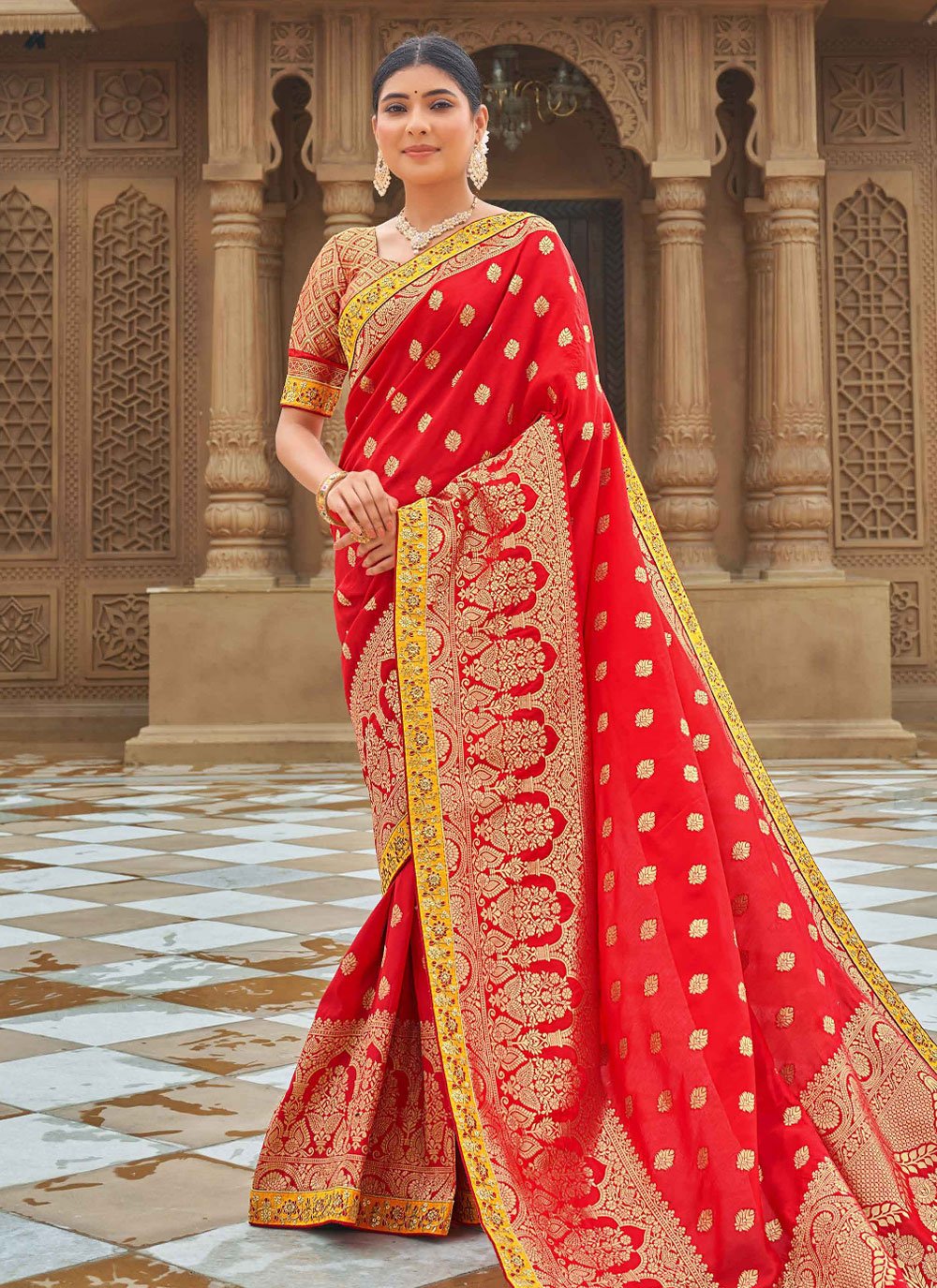 Classic Banarasi Silk Red Weaving Saree