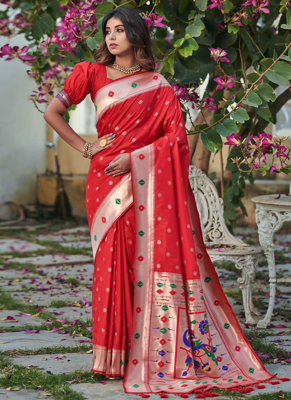 Traditional Saree Banarasi Silk Red Woven Saree