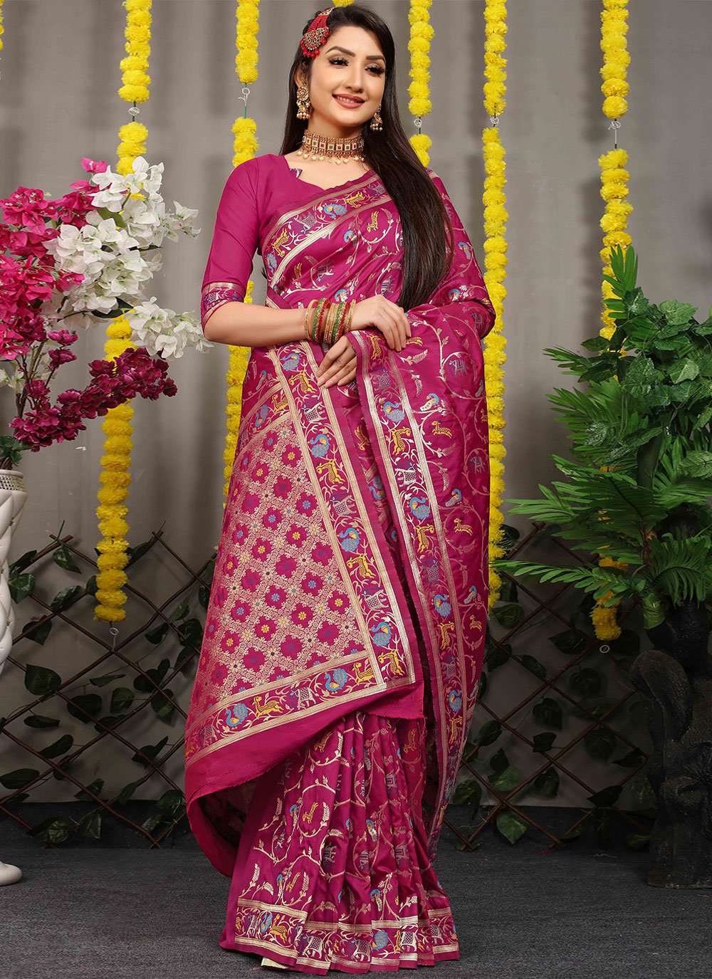 Classic Banarasi Silk Rani Jacquard Work Saree