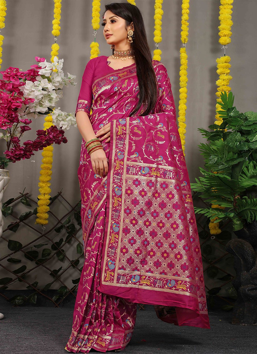 Classic Banarasi Silk Rani Jacquard Work Saree