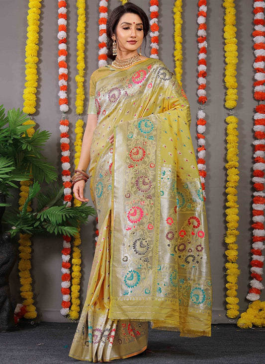 Classic Banarasi Silk Multi Colour Jacquard Work Saree