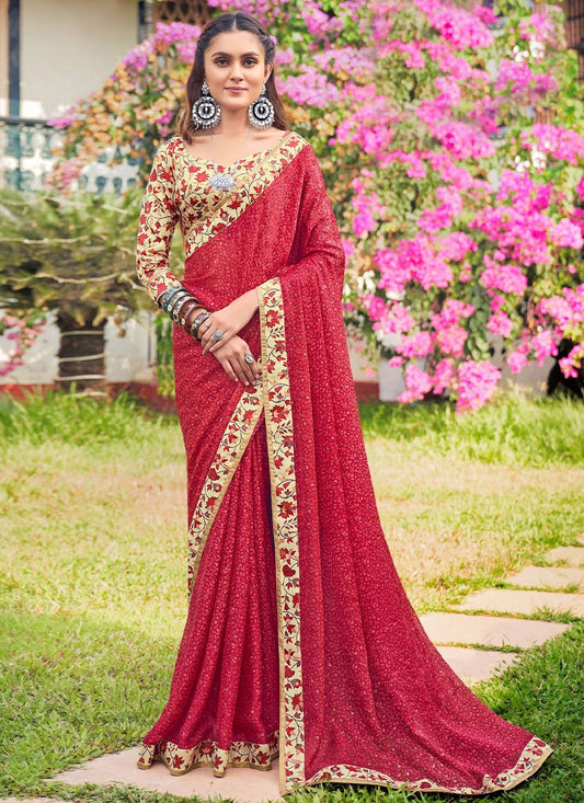 Classic Banarasi Silk Maroon Digital Print Saree