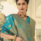 Classic Banarasi Silk Aqua Blue Swarovski Saree