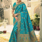 Classic Banarasi Silk Aqua Blue Swarovski Saree