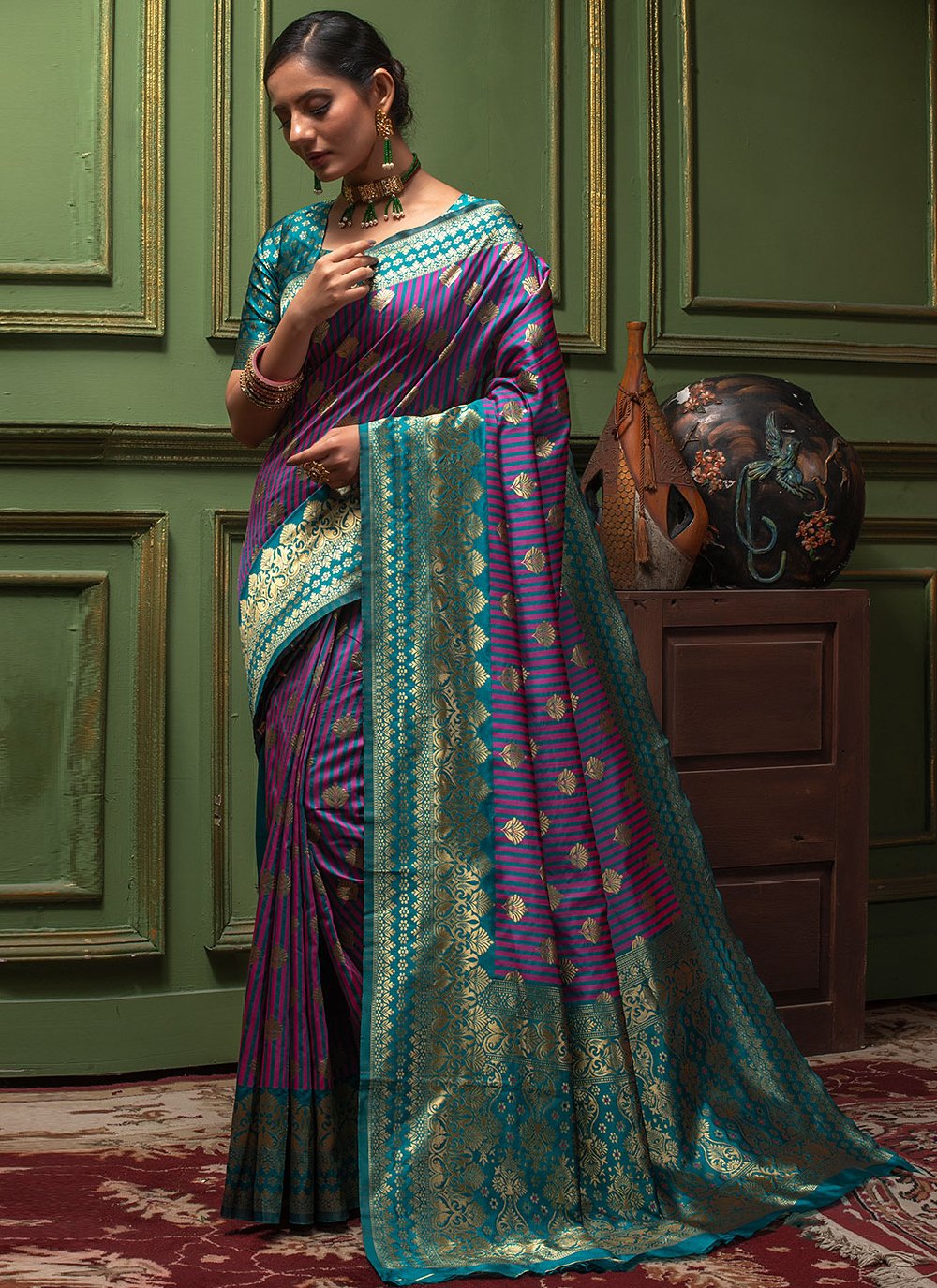 Classic Banarasi Silk Purple Woven Saree