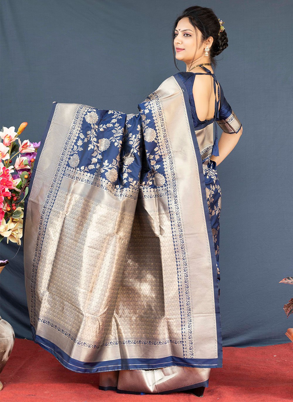 Classic Banarasi Silk Blue Weaving Saree