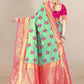 Classic Banarasi Silk Sea Green Jacquard Work Saree
