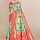 Classic Banarasi Silk Sea Green Jacquard Work Saree