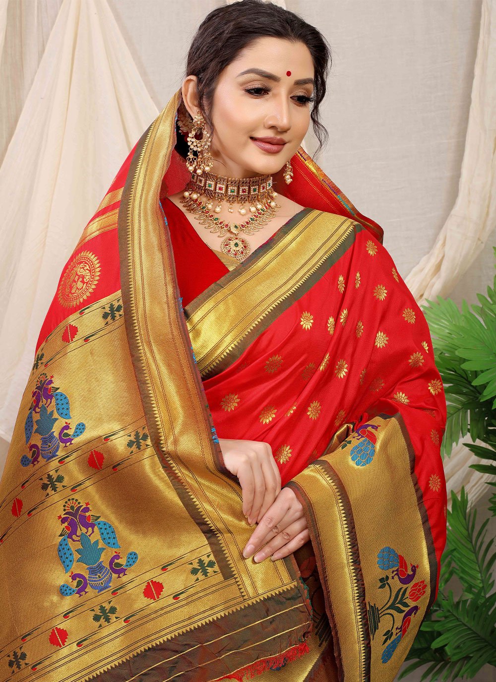 Traditional Saree Banarasi Silk Red Weaving Saree