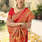 Trendy Saree Banarasi Silk Red Swarovski Saree