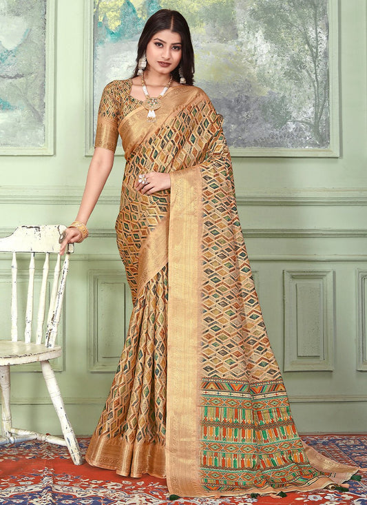 Trendy Saree Banarasi Silk Tussar Silk Brown Weaving Saree