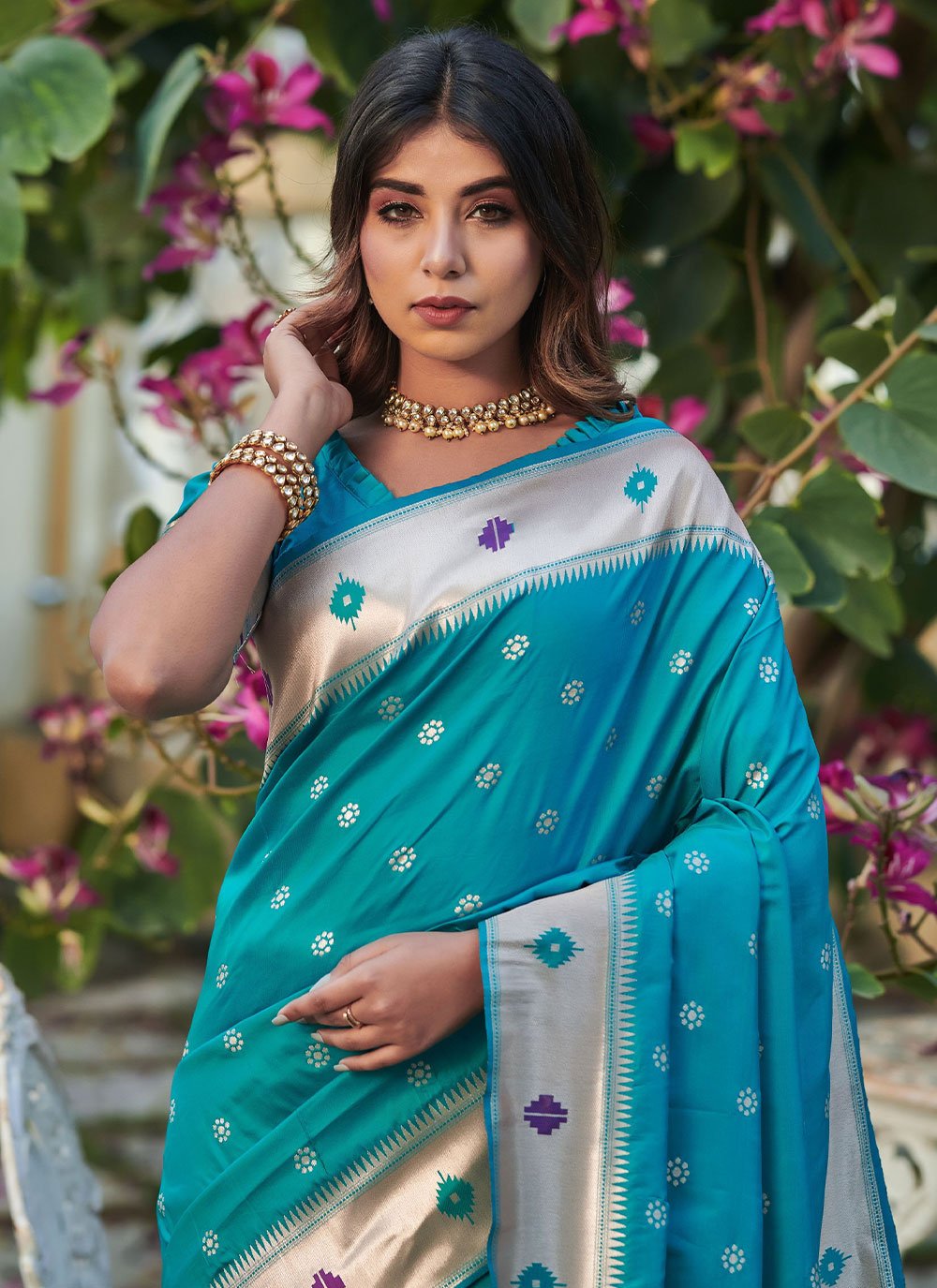 Trendy Saree Banarasi Silk Turquoise Woven Saree