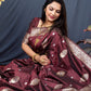 Contemporary Banarasi Silk Wine Weaving Saree