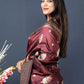 Contemporary Banarasi Silk Wine Weaving Saree
