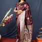 Contemporary Banarasi Silk Wine Weaving Saree