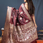 Contemporary Banarasi Silk Wine Weaving Saree
