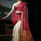 Contemporary Banarasi Silk Cream Maroon Weaving Saree