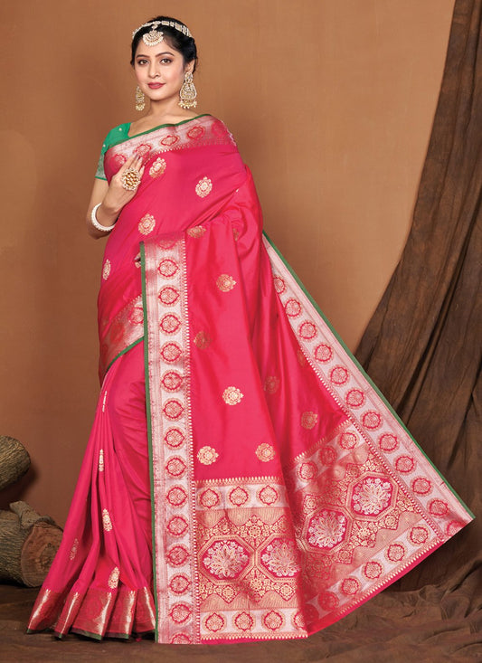 Traditional Saree Banarasi Silk Magenta Embroidered Saree