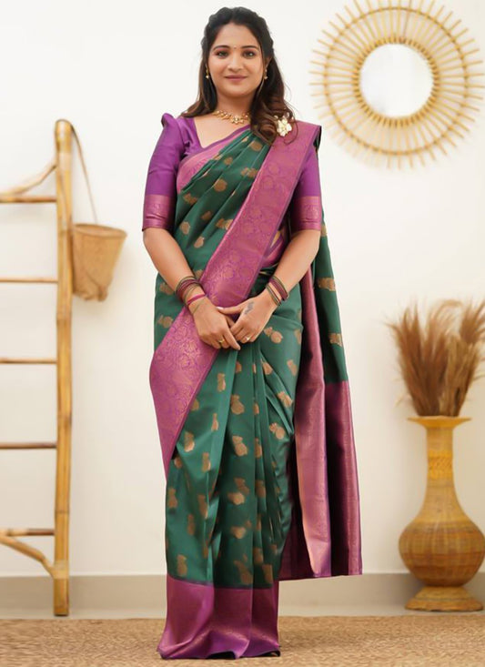 Classic Banarasi Silk Green Weaving Saree