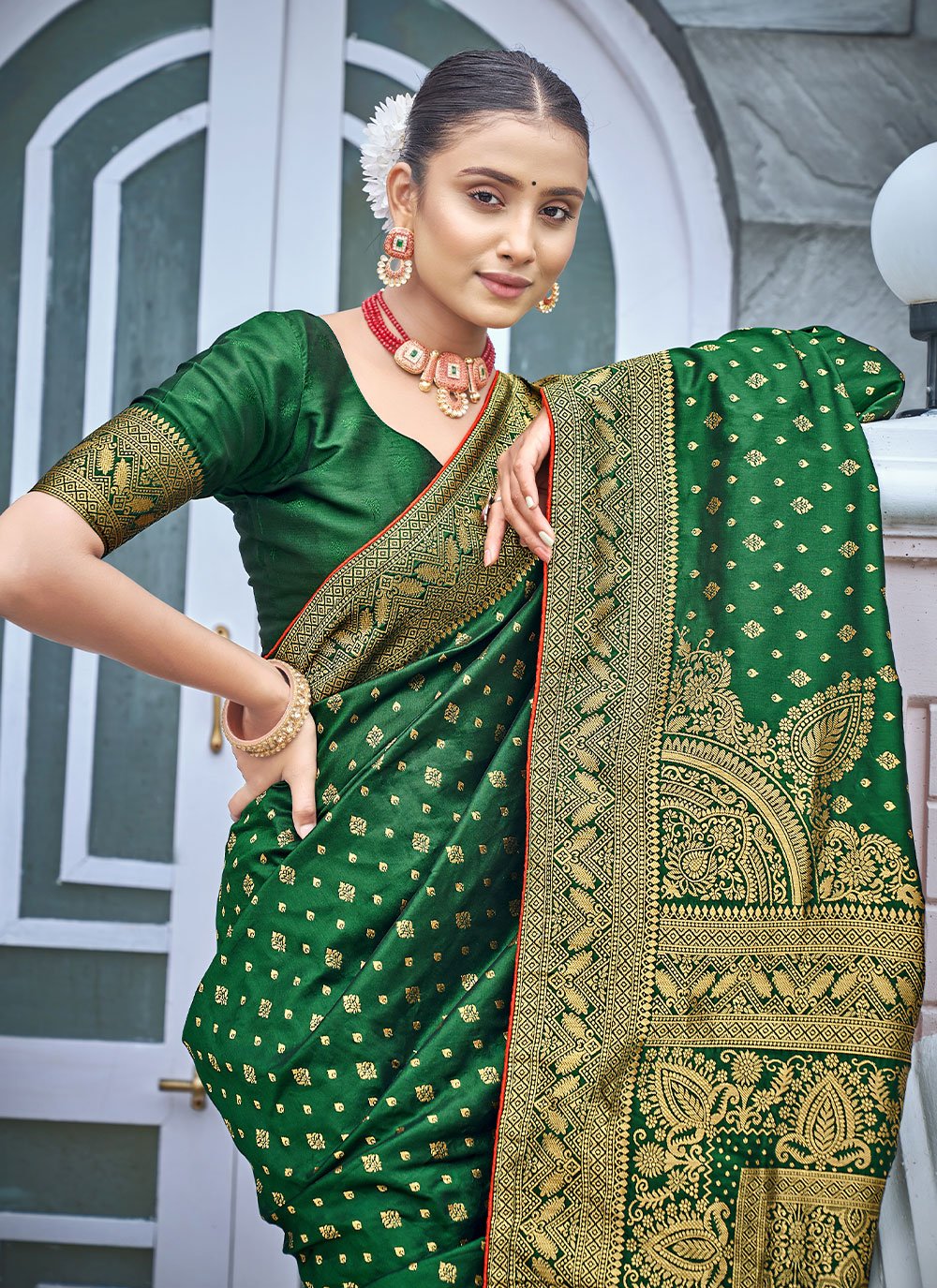 Classic Banarasi Silk Green Weaving Saree