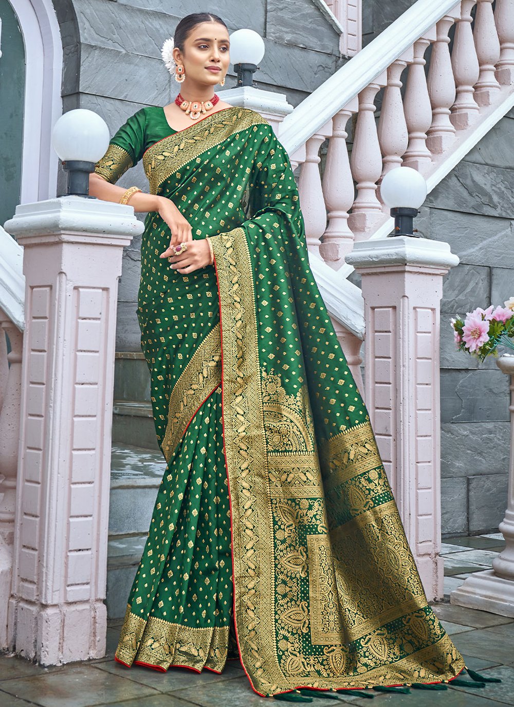 Classic Banarasi Silk Green Weaving Saree