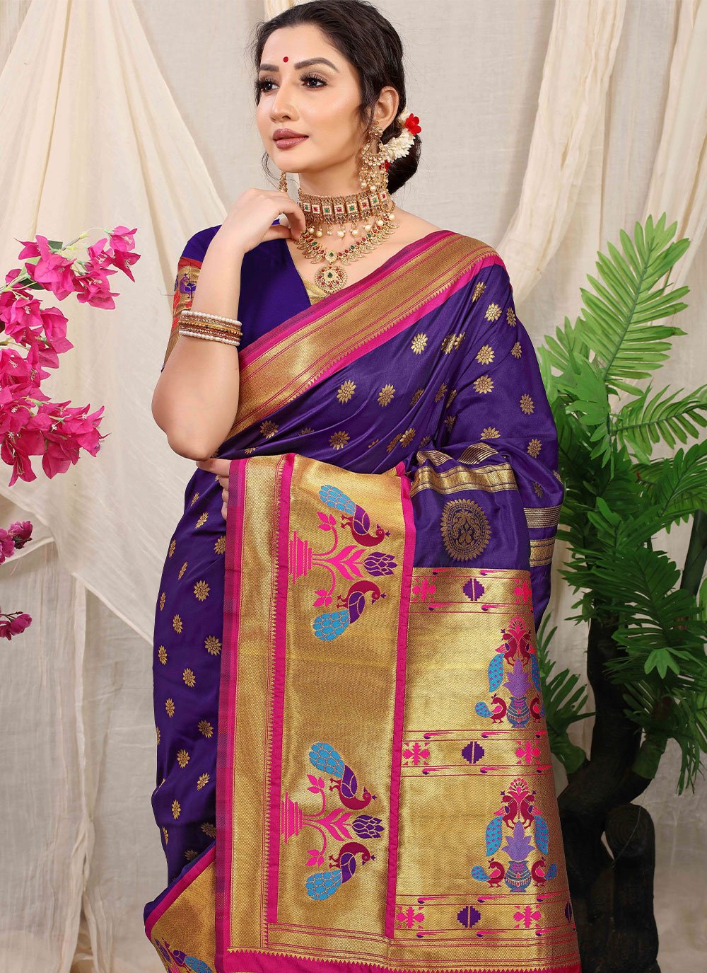 Trendy Saree Banarasi Silk Purple Weaving Saree