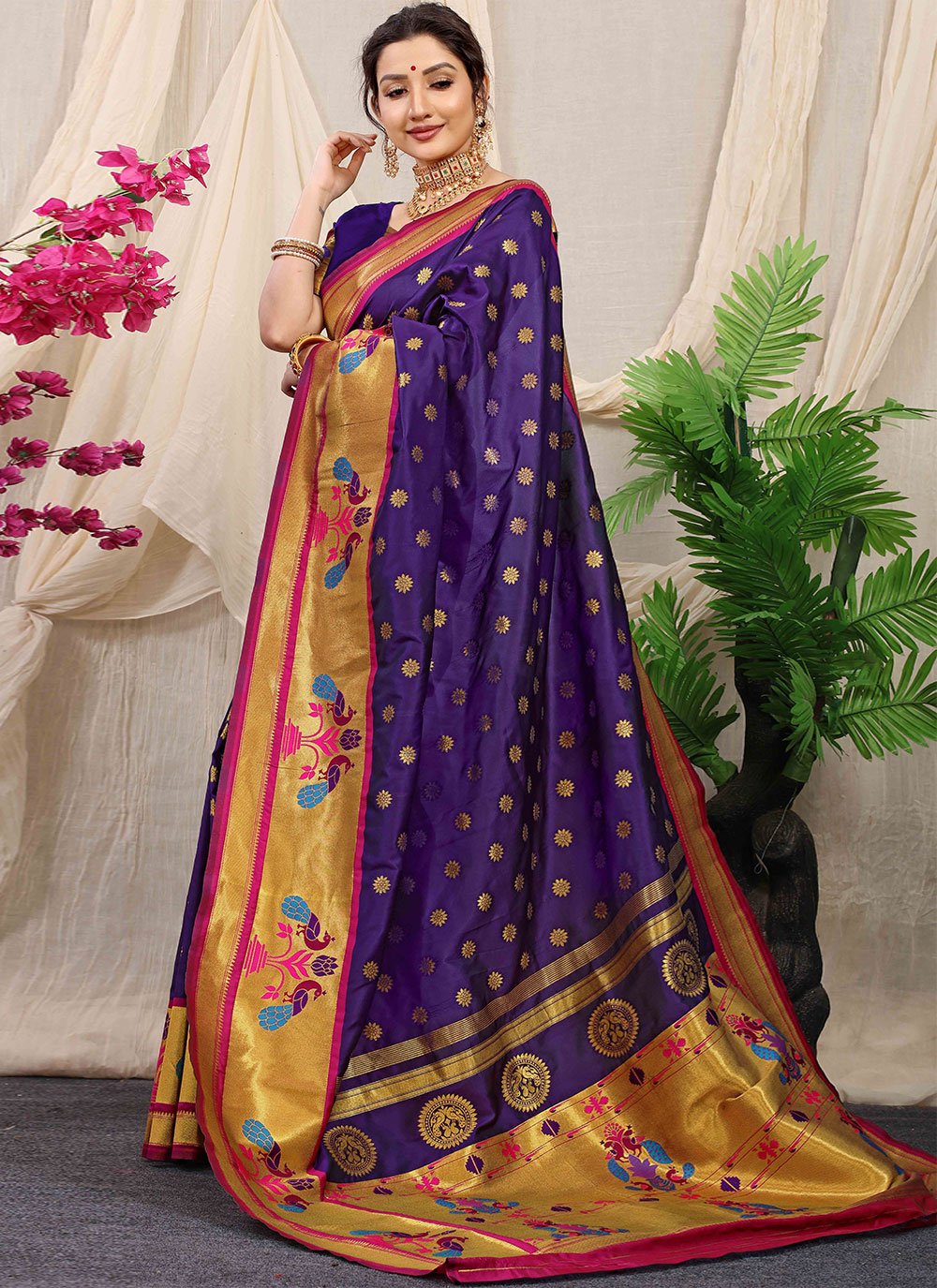 Trendy Saree Banarasi Silk Purple Weaving Saree