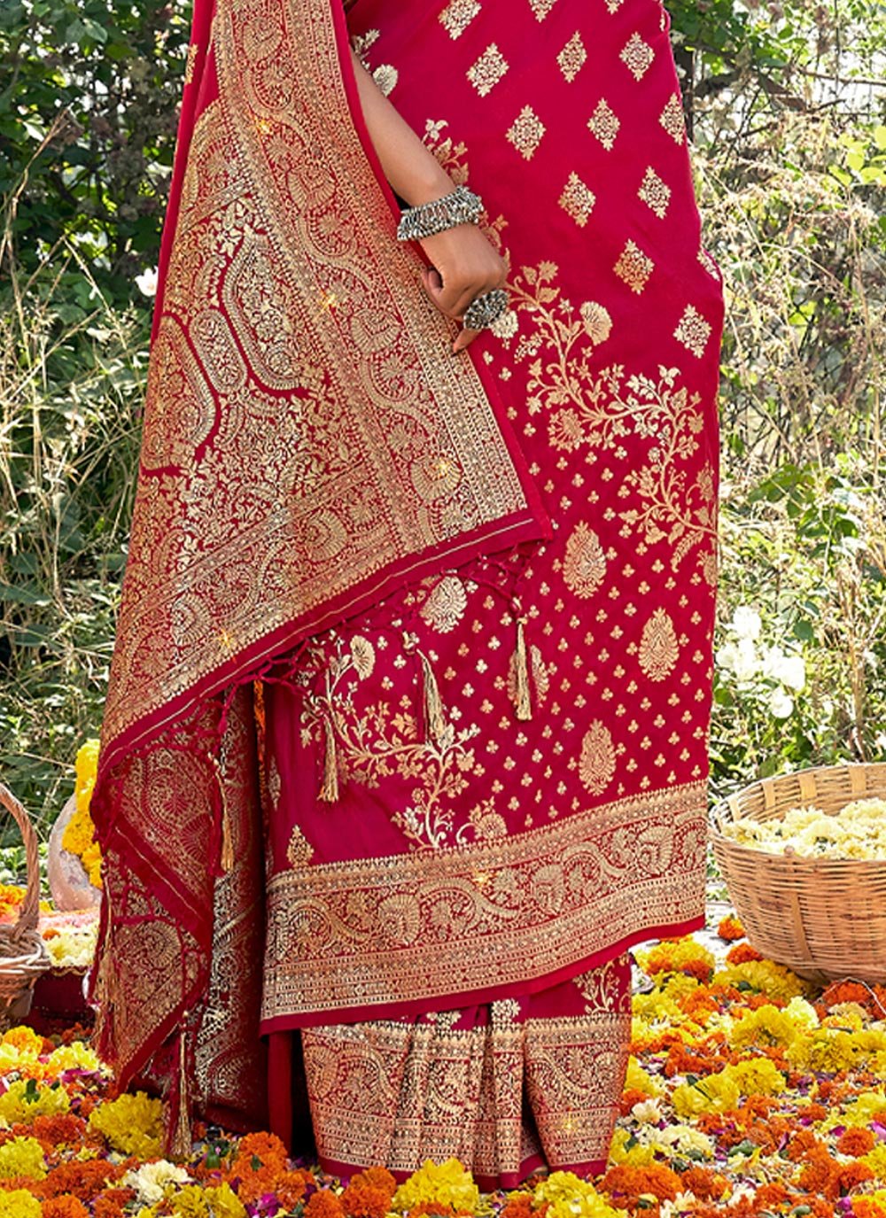 Traditional Saree Banarasi Silk Rani Weaving Saree