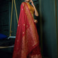 Contemporary Banarasi Silk Red Weaving Saree