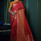 Contemporary Banarasi Silk Red Weaving Saree