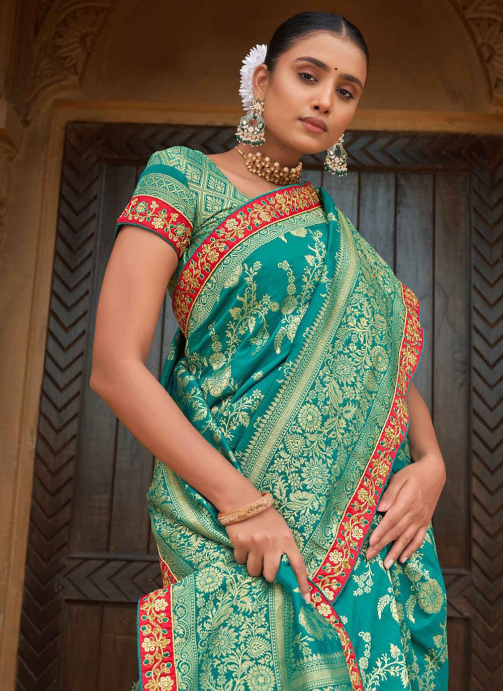 Classic Banarasi Silk Sea Green Weaving Saree