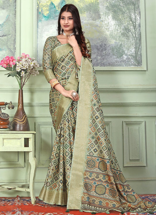 Classic Banarasi Silk Tussar Silk Sea Green Weaving Saree