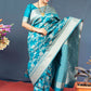 Trendy Saree Banarasi Silk Firozi Weaving Saree