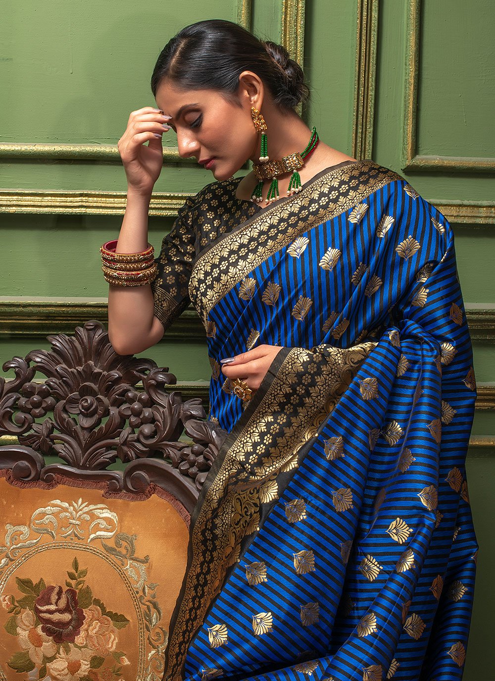 Contemporary Banarasi Silk Blue Woven Saree