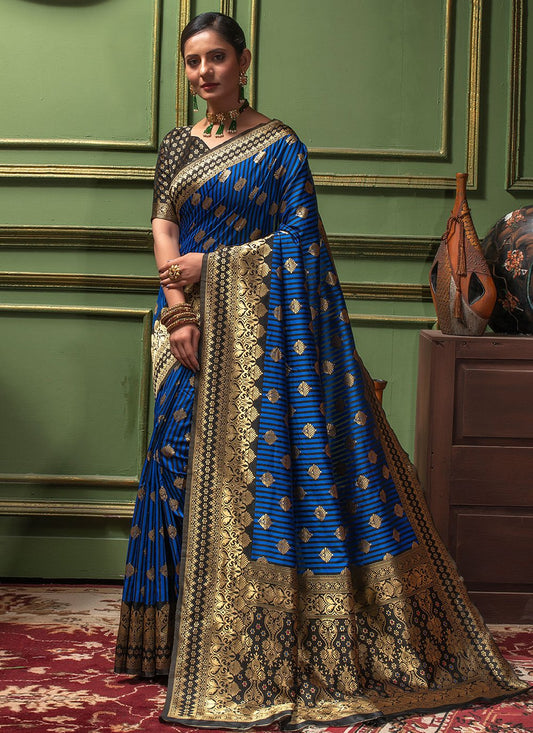 Contemporary Banarasi Silk Blue Woven Saree