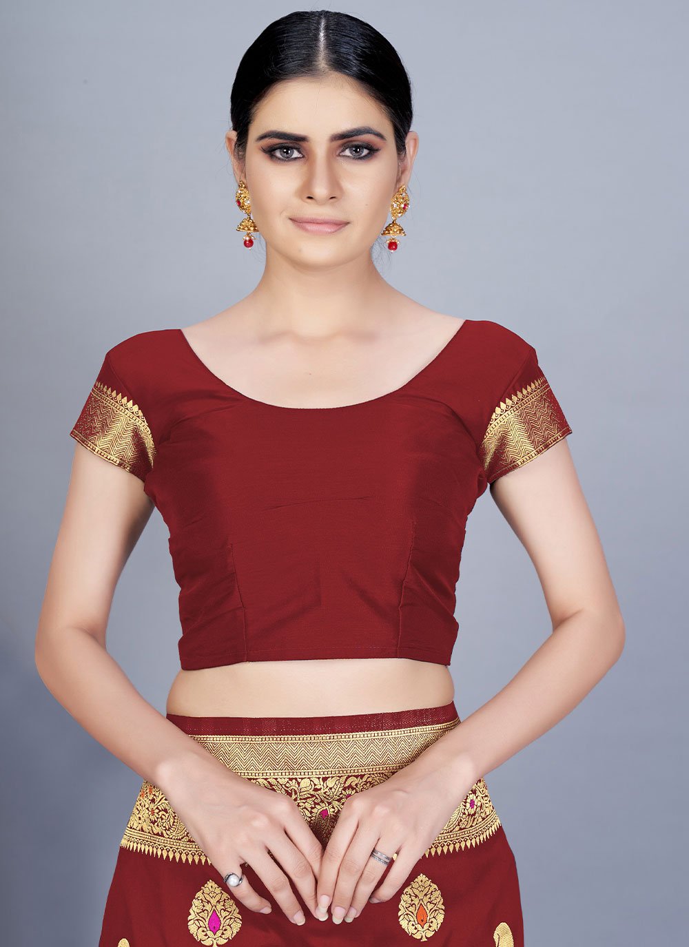 Classic Banarasi Silk Maroon Woven Saree