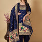 Salwar Suit Banarasi Silk Blue Woven Salwar Kameez