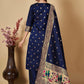 Salwar Suit Banarasi Silk Blue Woven Salwar Kameez
