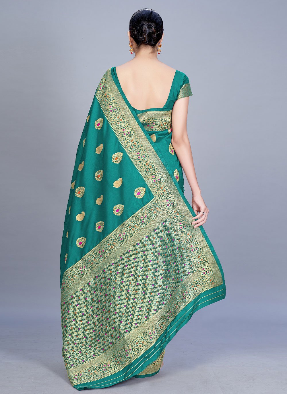 Trendy Saree Banarasi Silk Sea Green Woven Saree