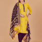 Salwar Suit Banarasi Silk Yellow Booti Salwar Kameez