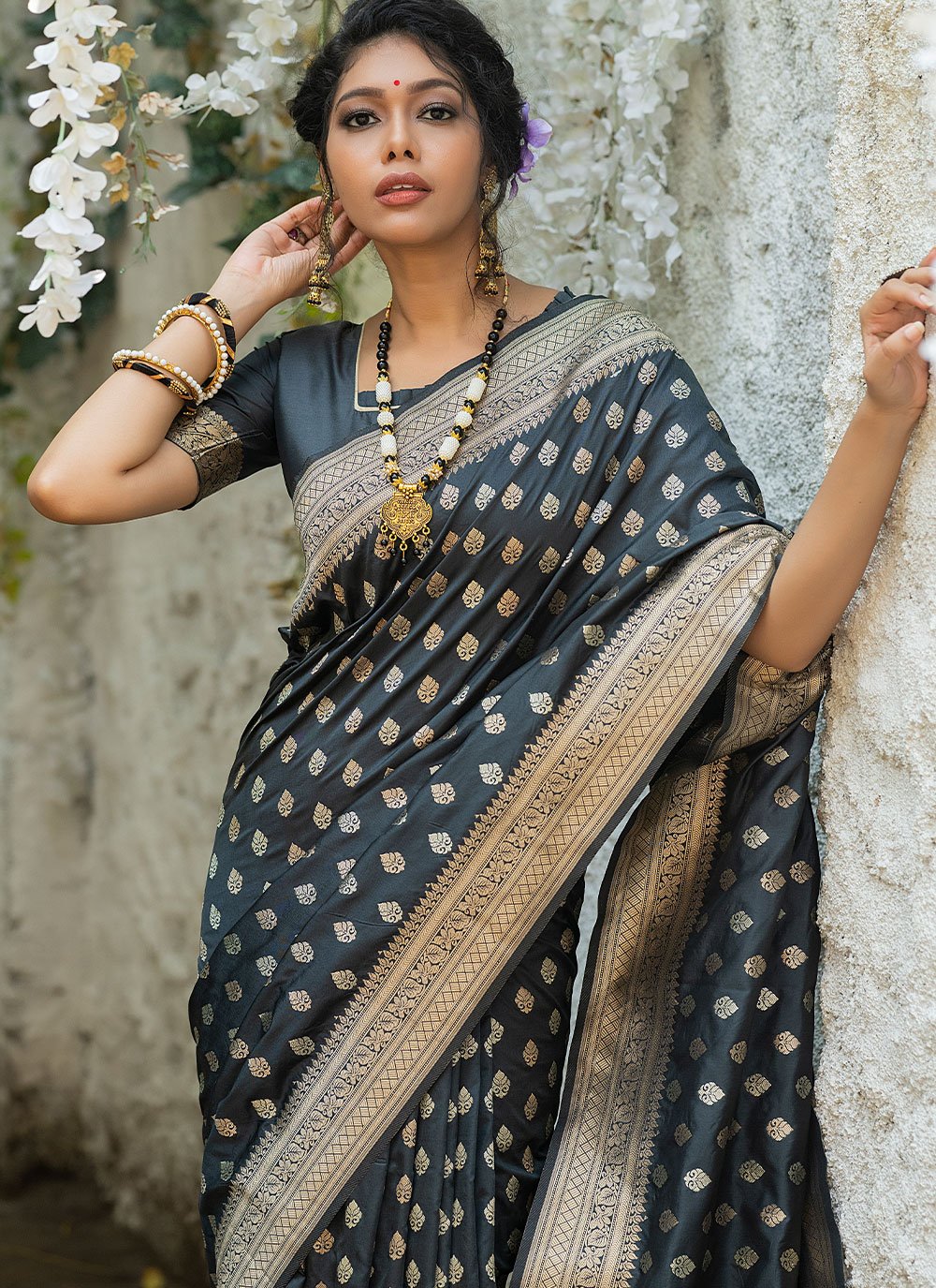 Classic Banarasi Silk Grey Woven Saree