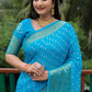 Classic Pure Silk Aqua Blue Bandhej Saree