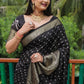 Classic Pure Silk Black Bandhej Saree