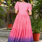 Designer Gown Muslin Pink Bandhej Gown