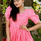 Designer Gown Muslin Pink Bandhej Gown