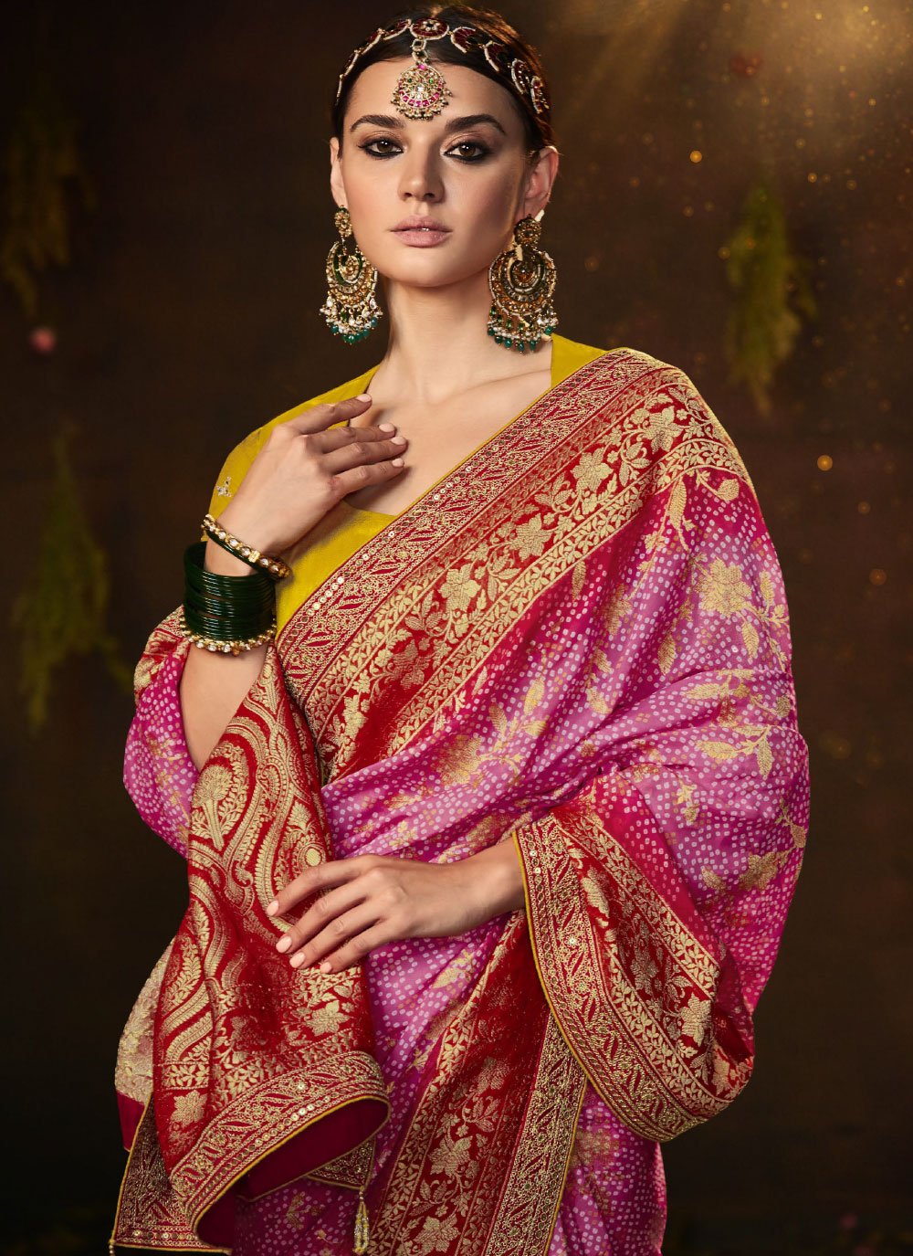 Trendy Saree Silk Pink Bandhej Saree