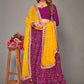 Lehenga Choli Tafeta Silk Purple Bandhej Lehenga Choli