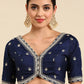 Designer Blouse Banglori Silk Blue Embroidered Blouse