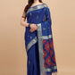 Classic Banglori Silk Raw Silk Blue Sequins Saree